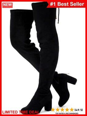 Faux Suede Over the Knee Thigh High Boots Block Heel
